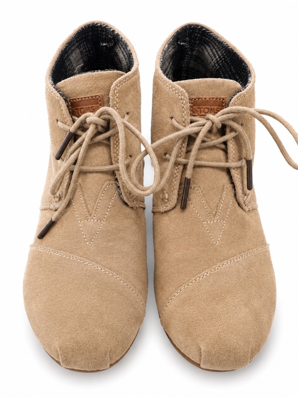 TOMS Taupe Suede Lace-Up Ankle Shoes